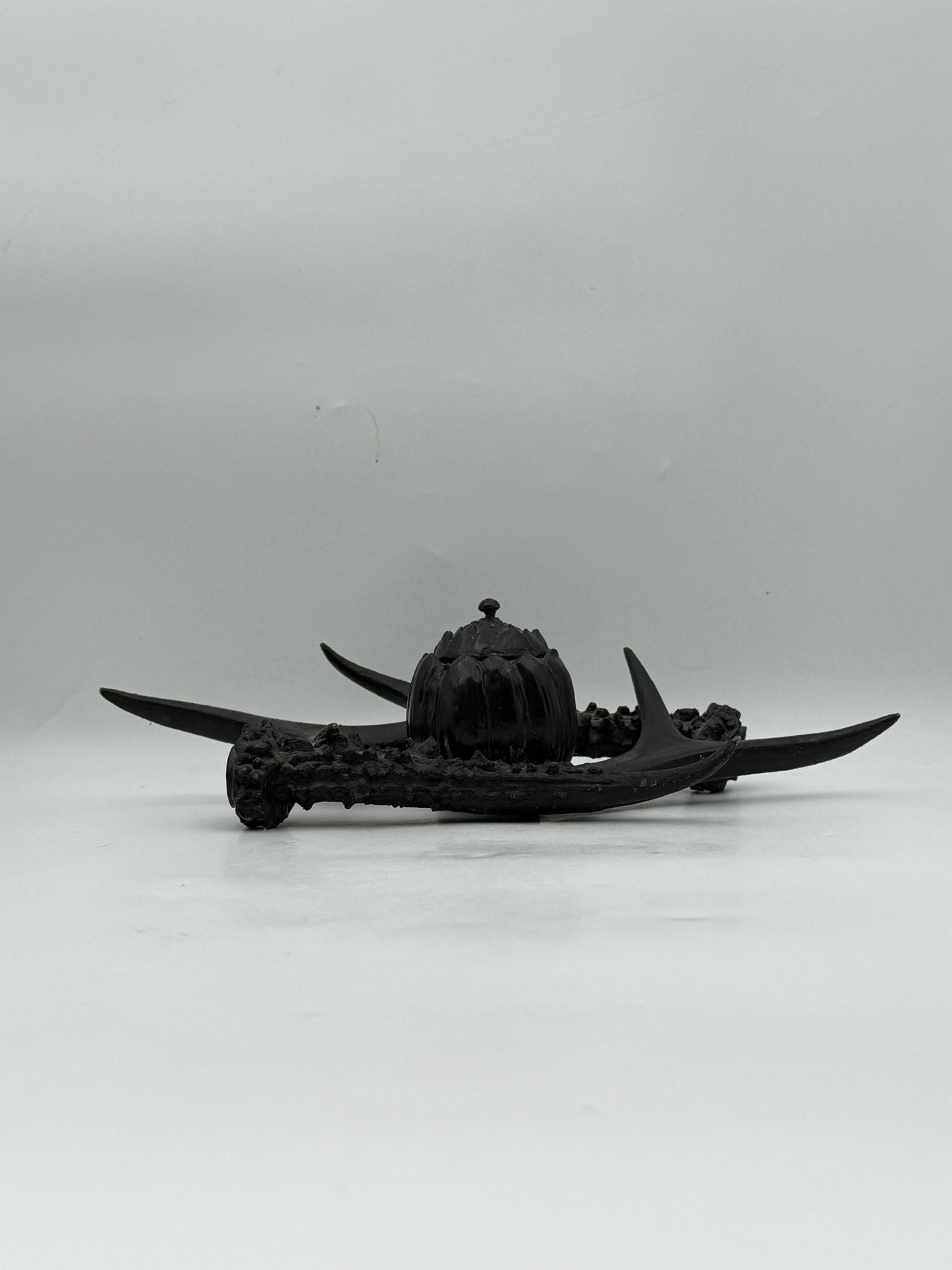 Vintage Figural Antler And Artichoke Inkwell