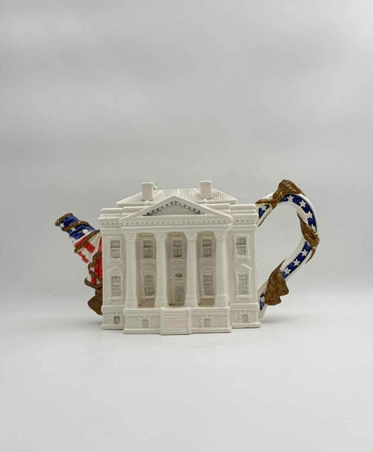 1993 Fitz and Floyd White House Collectors Teapot Patriotic Decor