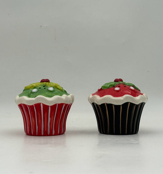 Christmas Holiday Cupcake Salt And Pepper Shakers