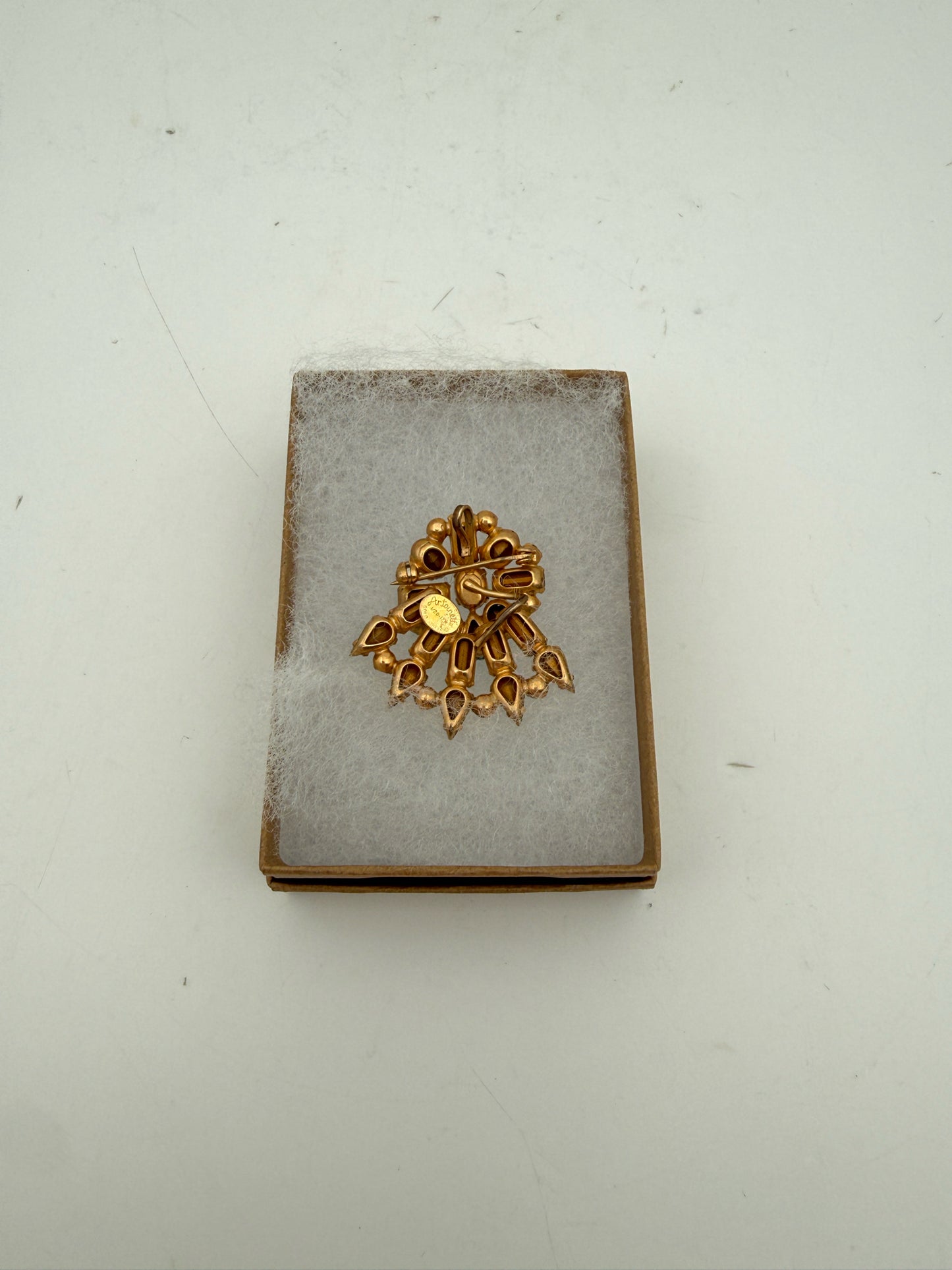 Vintage Antoinette Gold Filled Brooch With Blue Stones