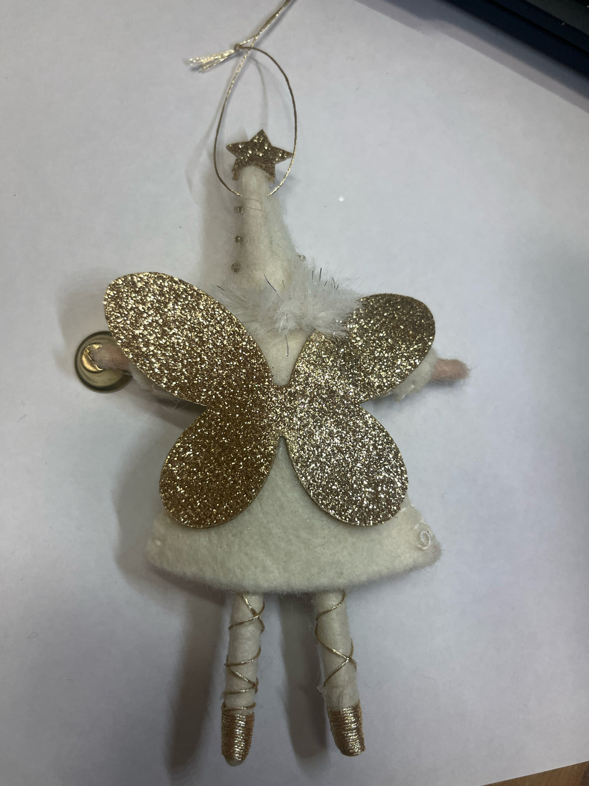 Pixie Ornament Dressed As Angel With Bill