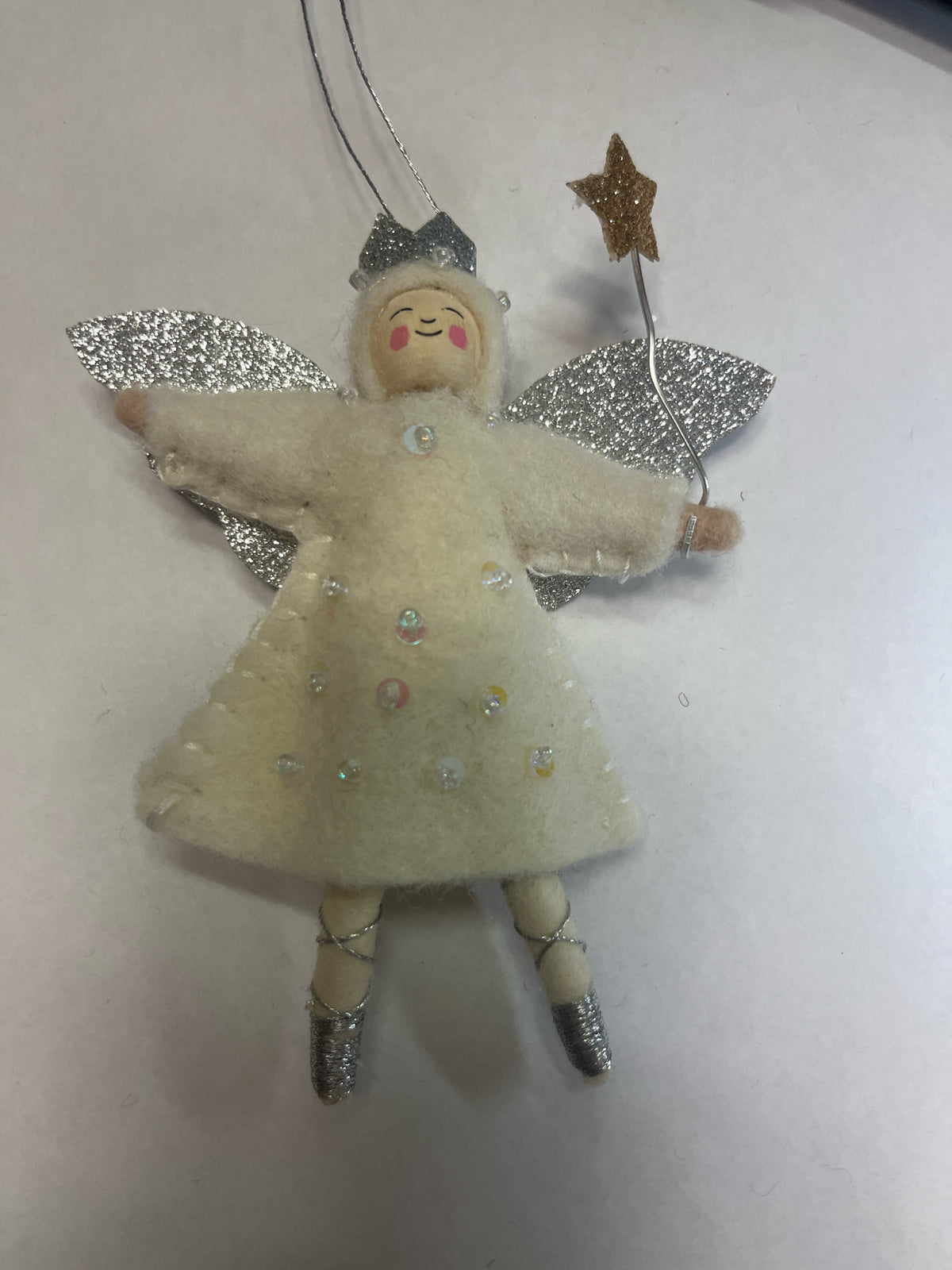 Pixie Ornament, Dressed As Angel With Wand