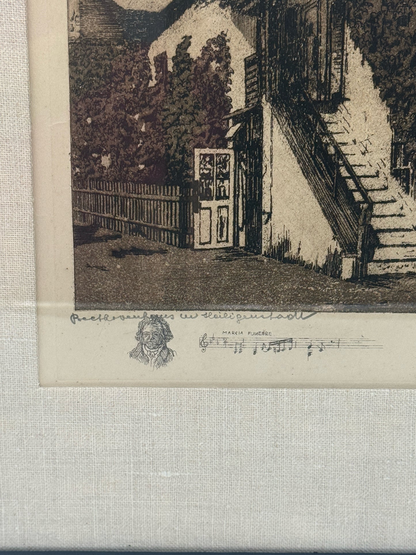 Black And White Etching Of Beethoven's House- Signed And Framed