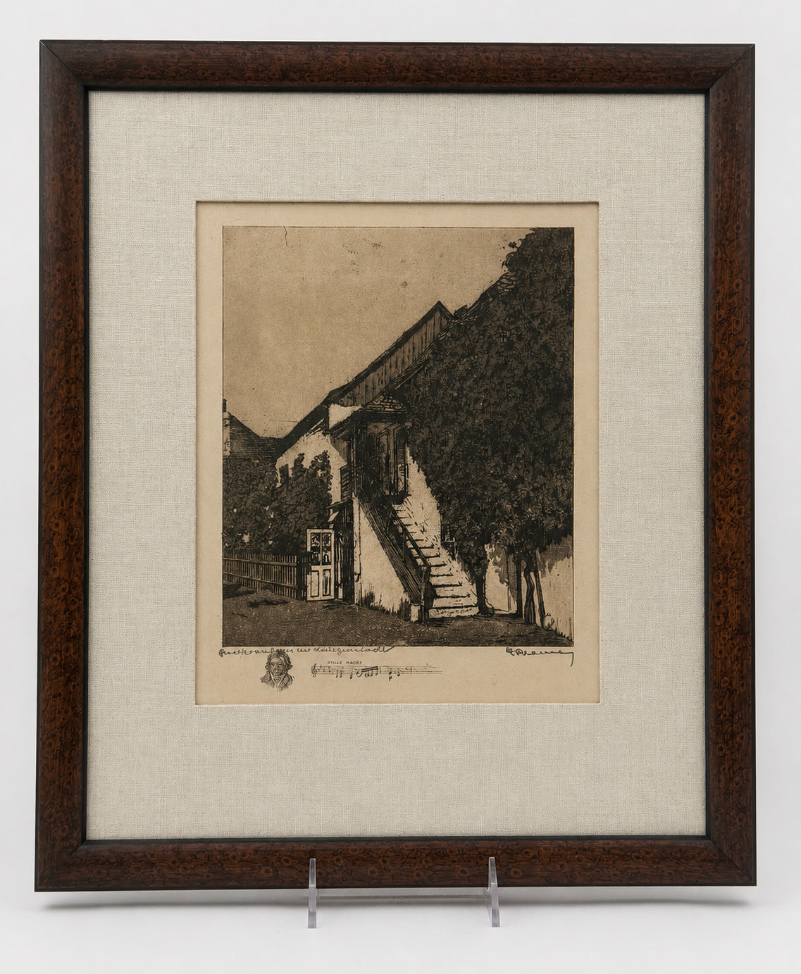 Black And White Etching Of Beethoven's House- Signed And Framed