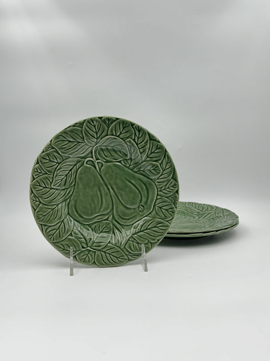 Set of 3 Bordallo Pinheiro Green Majolica Salad Plates – Pears
