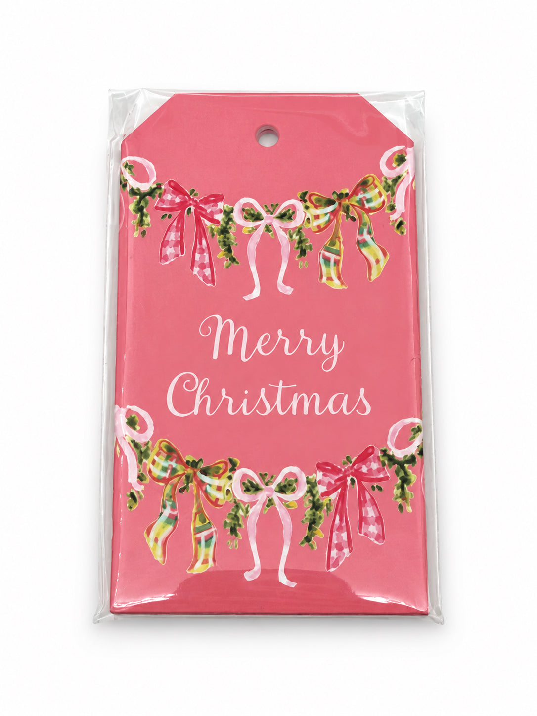 Merry Christmas Pink Bow Gift Tags- Set Of 8