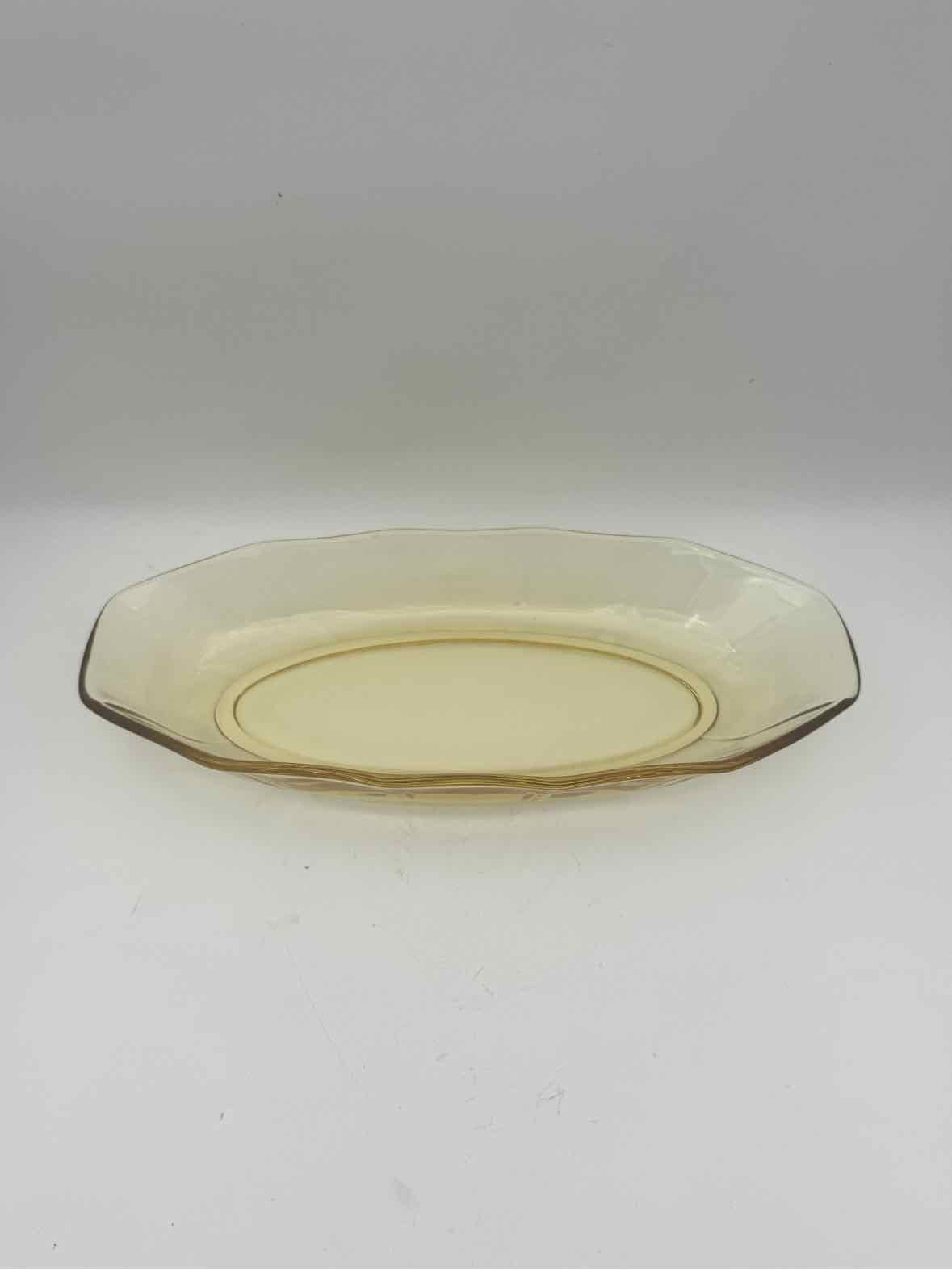 Yellow Amber Depression Glass Serving Bowl
