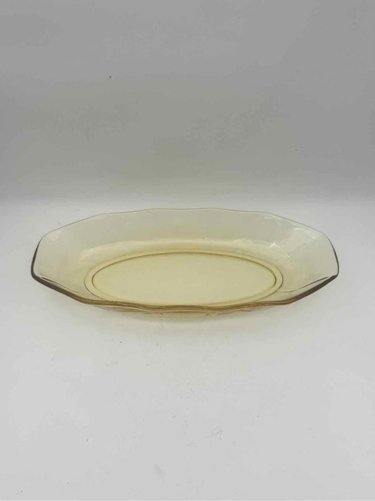 Yellow Amber Depression Glass Serving Bowl