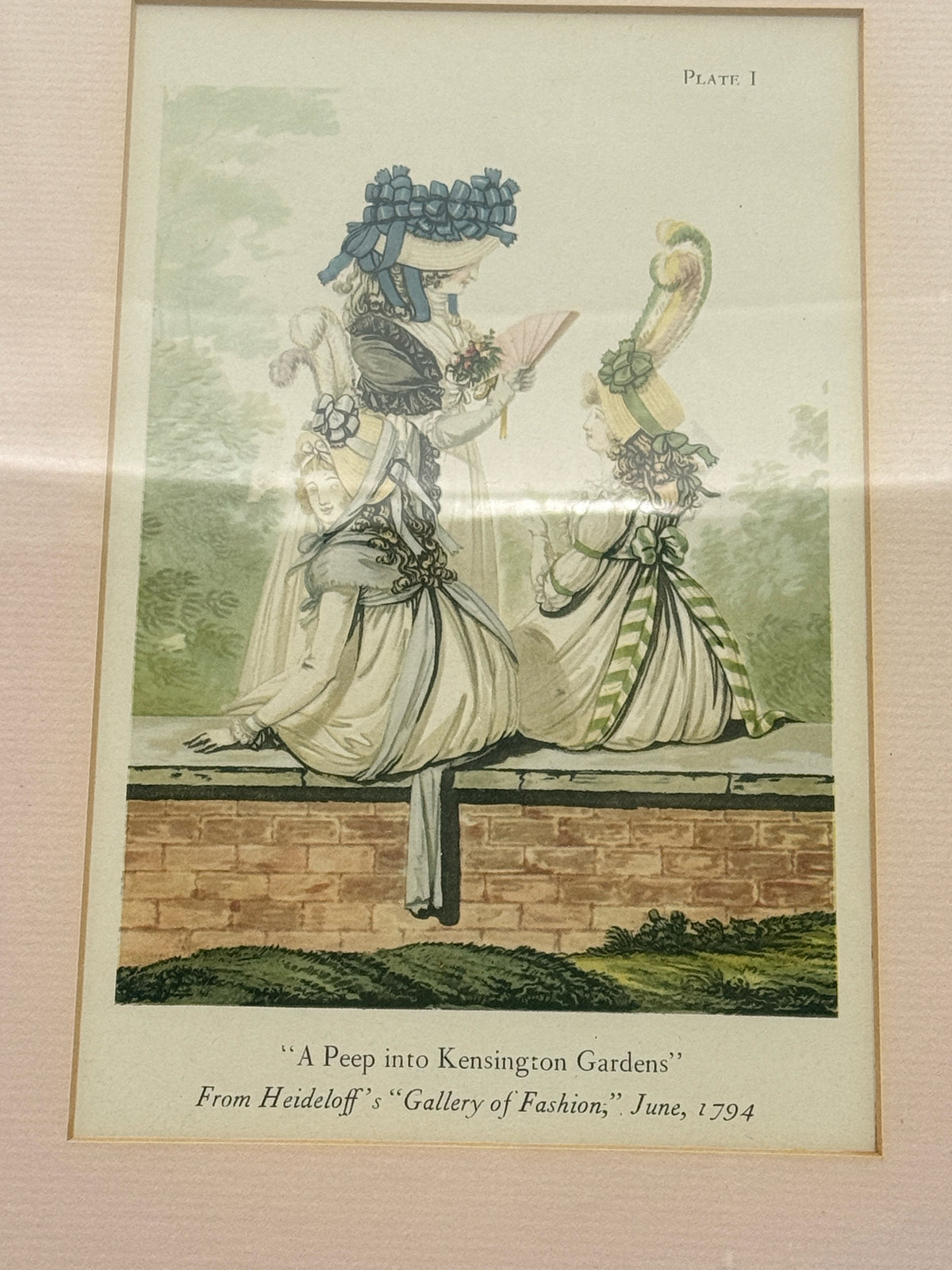 Framed Fashion Plate "A Peep Into Kensington Gardens"