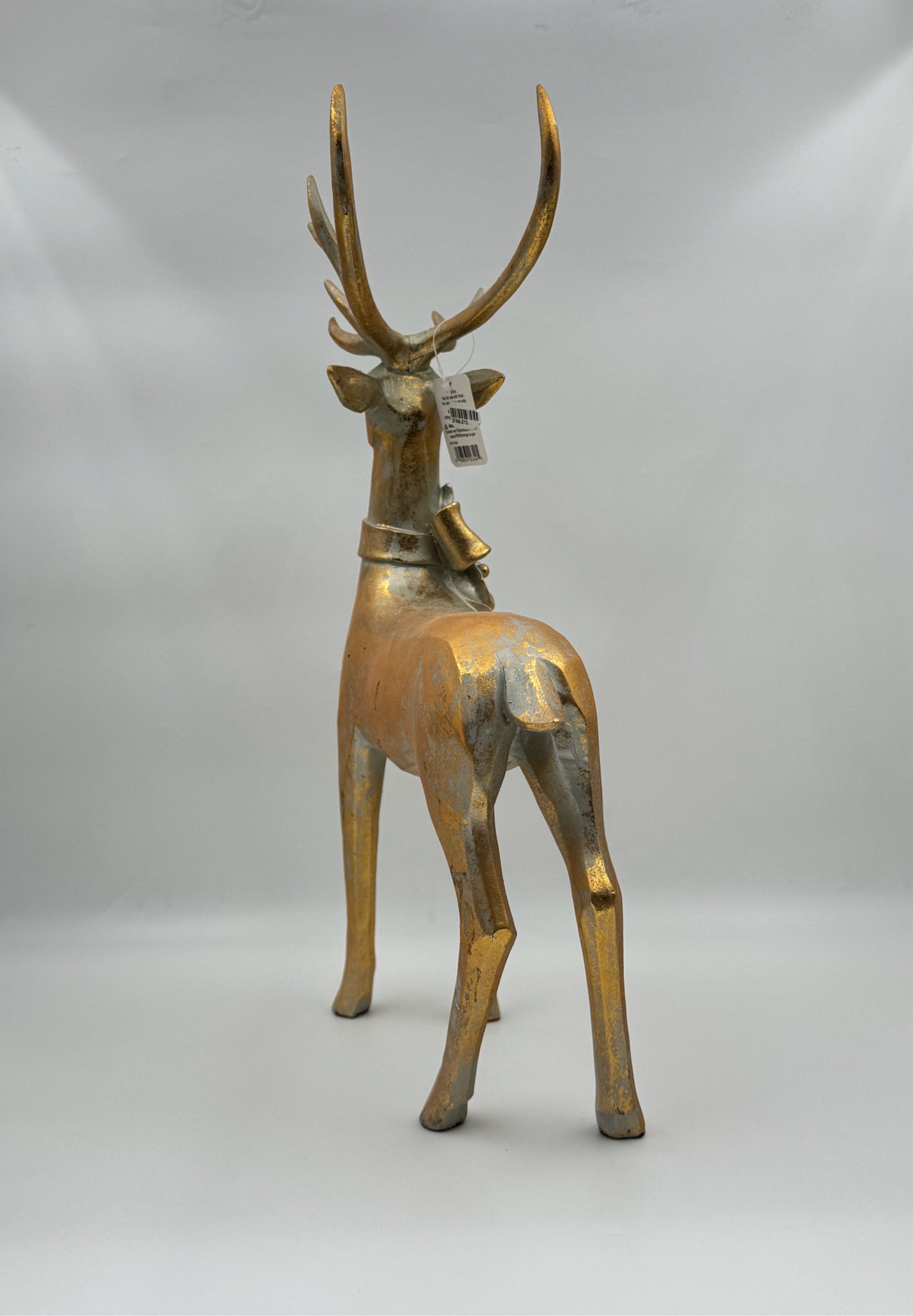 RAZ Imports  Aged Gold Reindeer with Bow – Resin Holiday Décor