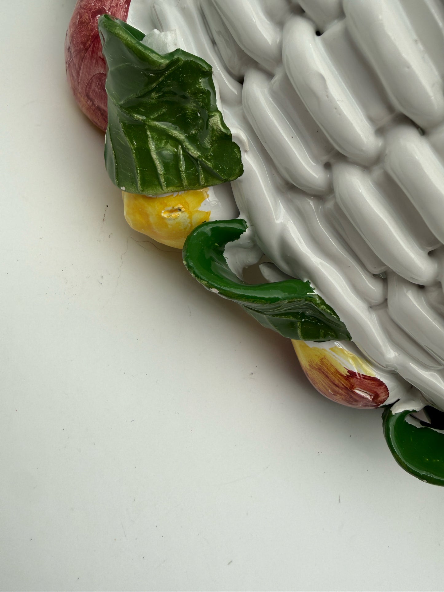 Intrada White Ceramic Basket Centerpiece Bowl Made In Italy