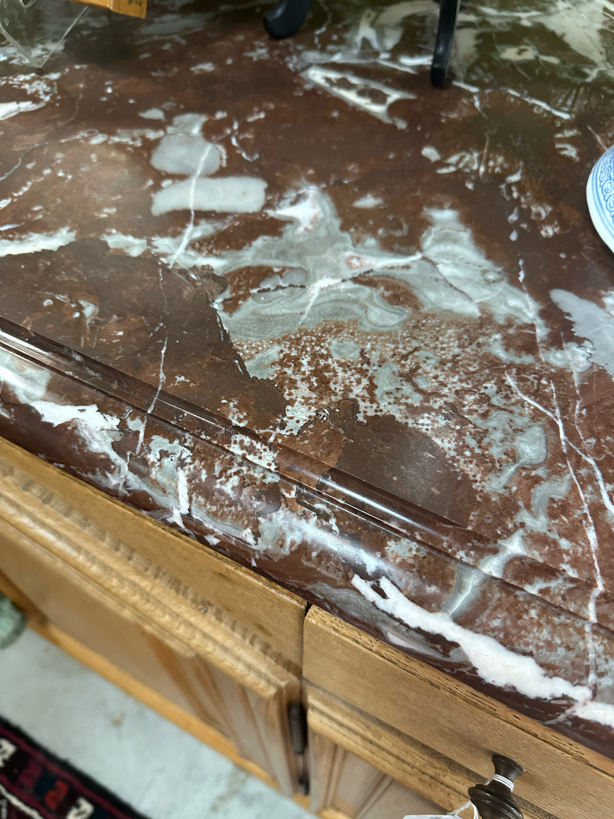 White Oak Side Board with Marble Top- In Store Pick Up