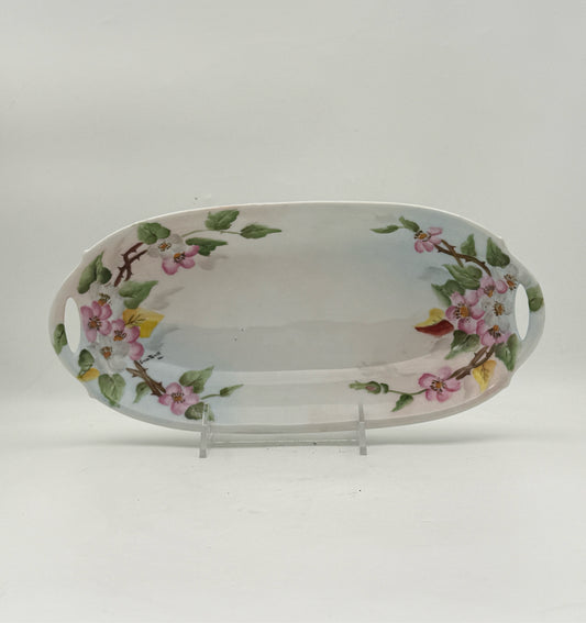 Handpainted Floral Tray With Handles