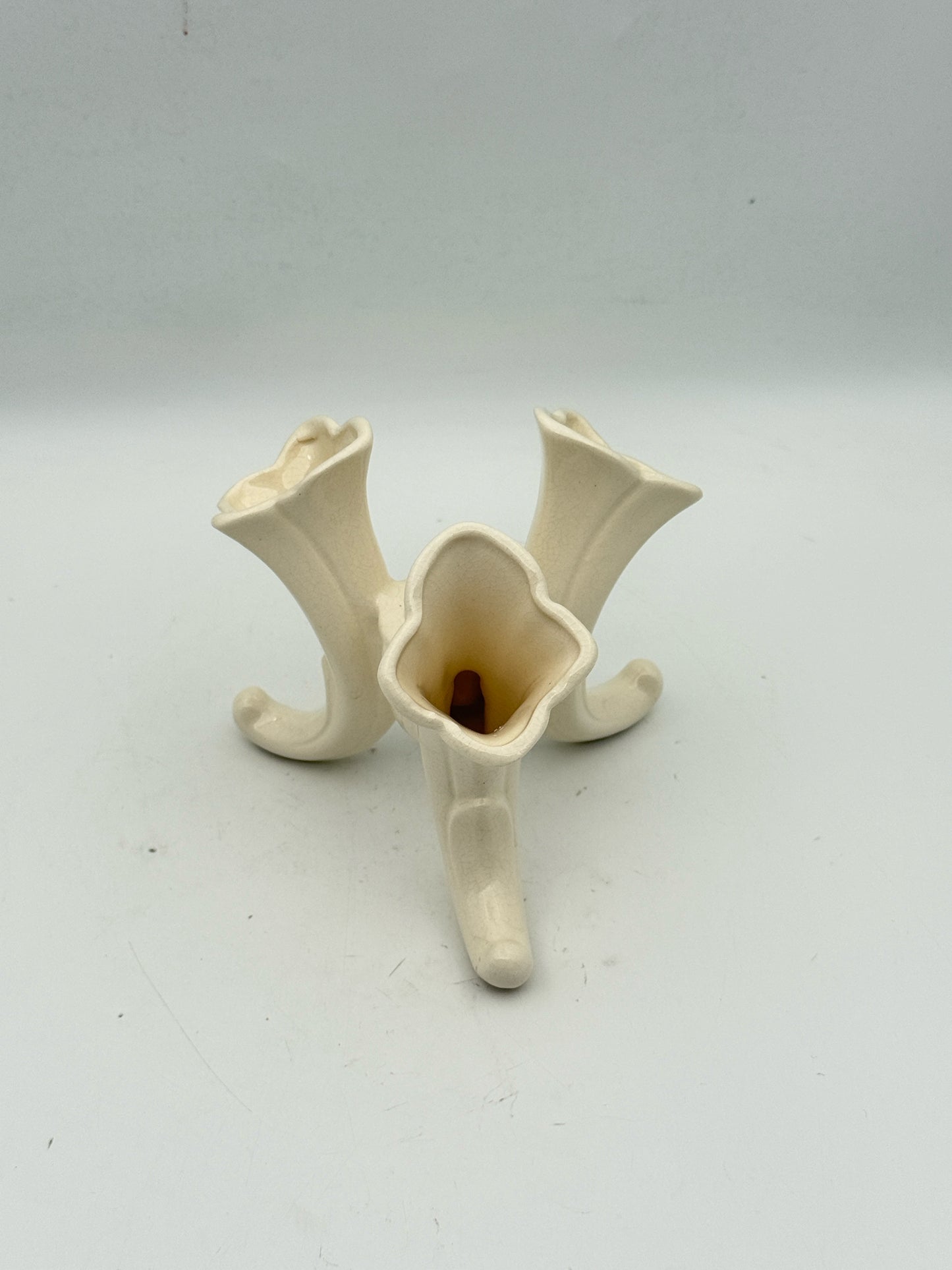 Vintage Three Horn Epergne Style Ceramic Vase