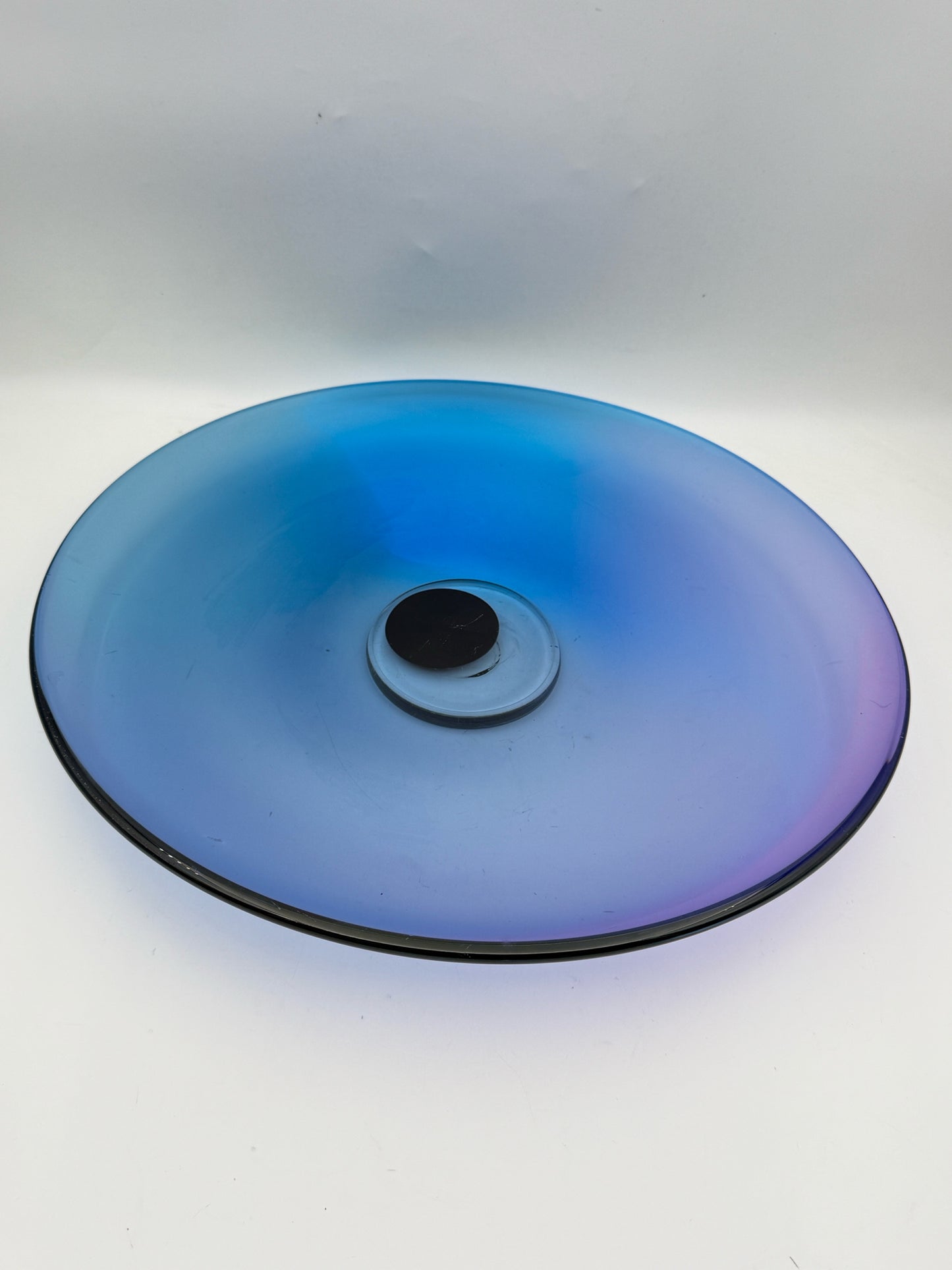 Blue Art Glass Platter- Signed