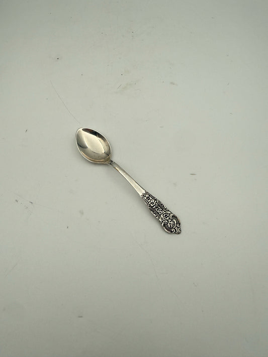 Continental Silver Coffee Spoon With Floral Handle