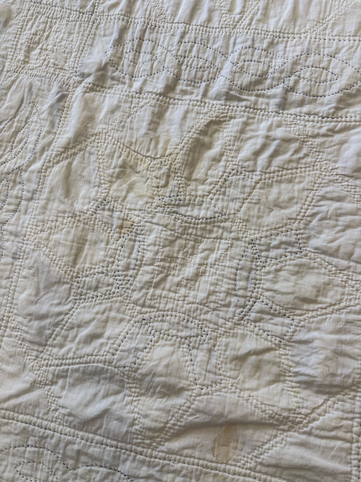 Vintage Blue And Yellow Star Block Quilt