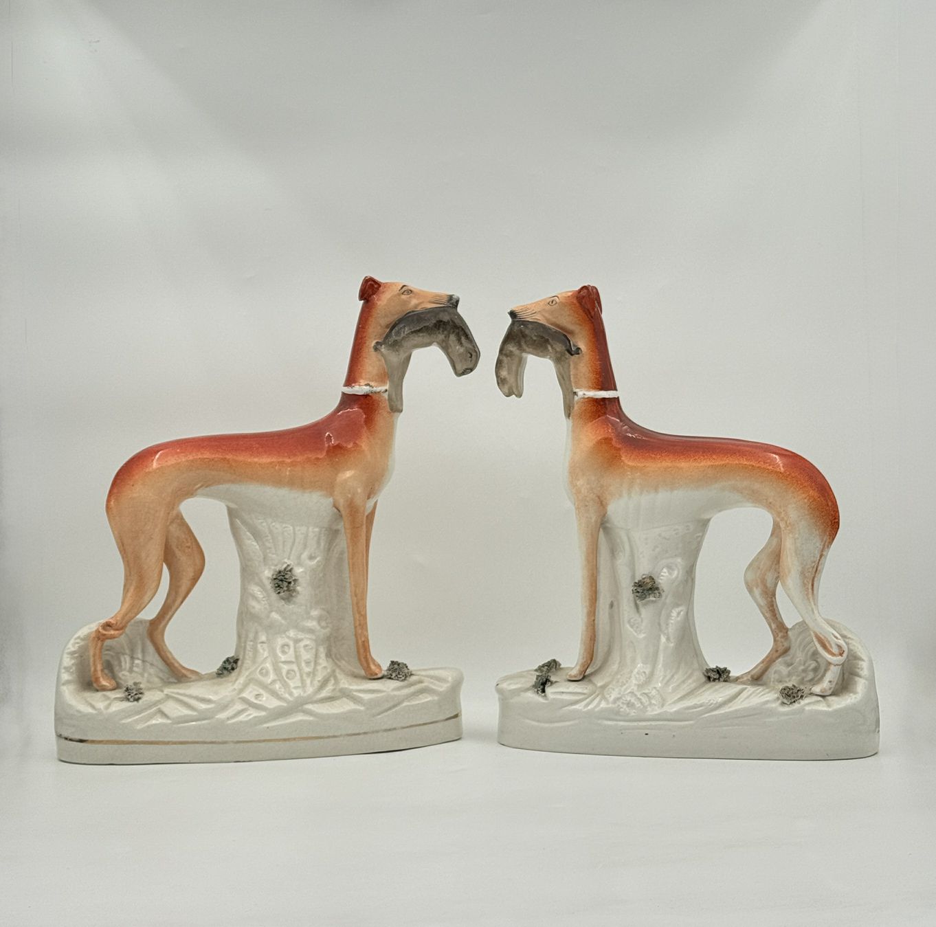 Pair of Staffordshire Hunting Dogs with Rabbit – 20th Century 
