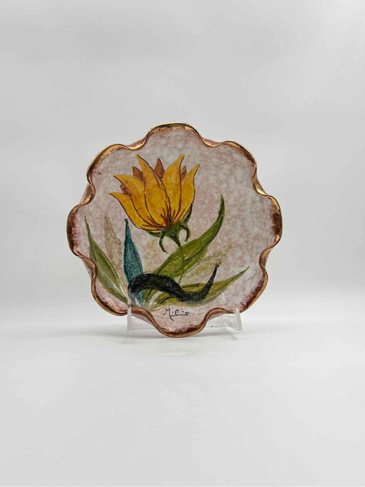 Vintage Italian Uellow Flower Handpainted Bowl