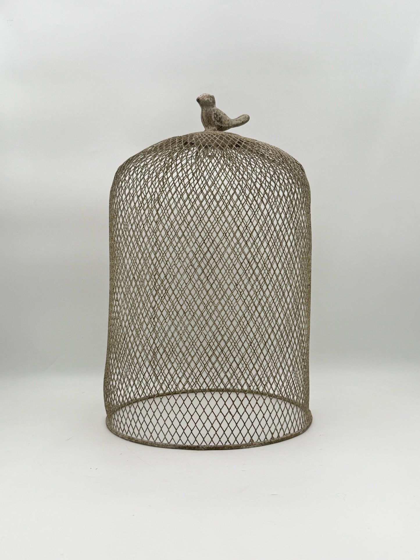 Metal Candle Cover With Sparrow Bird Handle