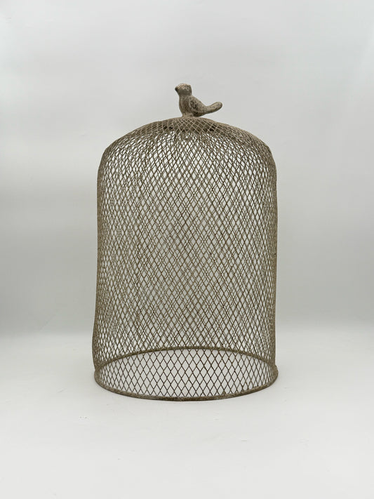 Metal Candle Cover With Sparrow Bird Handle