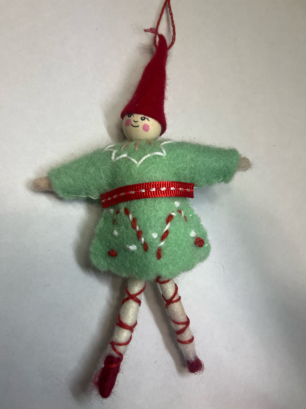 Pixie Ornament With Embroidered Dress