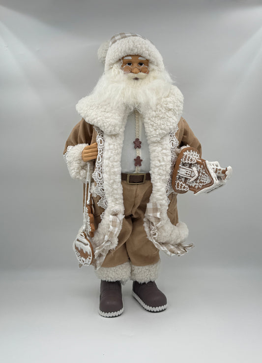 18" Gingham Gingerbread Santa – Raz Imports  Figurine