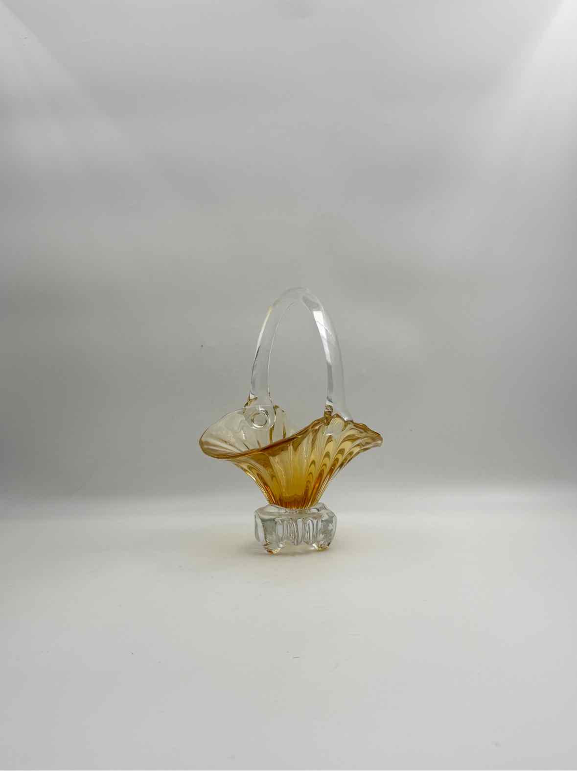 Vintage Yellow Glass Basket