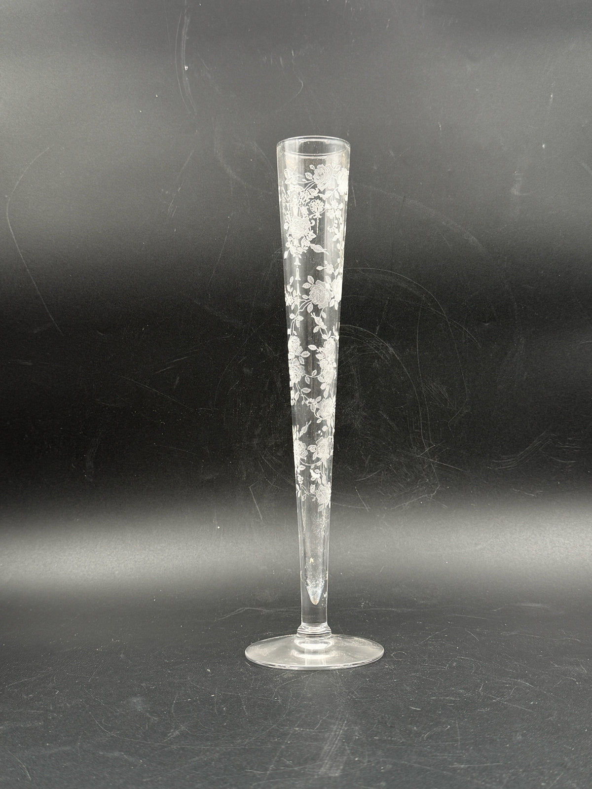 Etched Glass Bud Vase