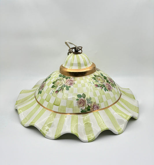 Rare MacKenzie-Childs Honeymoon Fluted Ceramic Chandelier – Handpainted