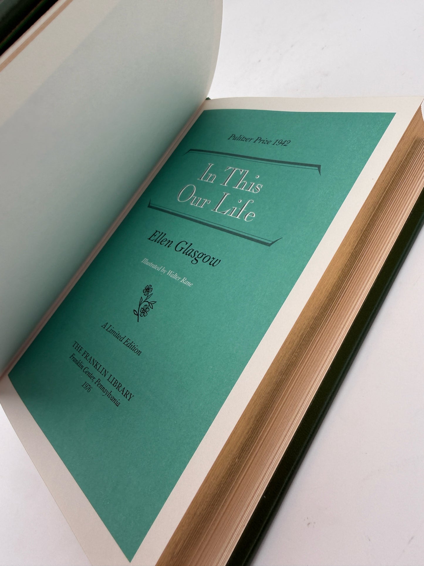 "In This Our Life" By Ellen Glasgow Hardcover Book- Franklin Library