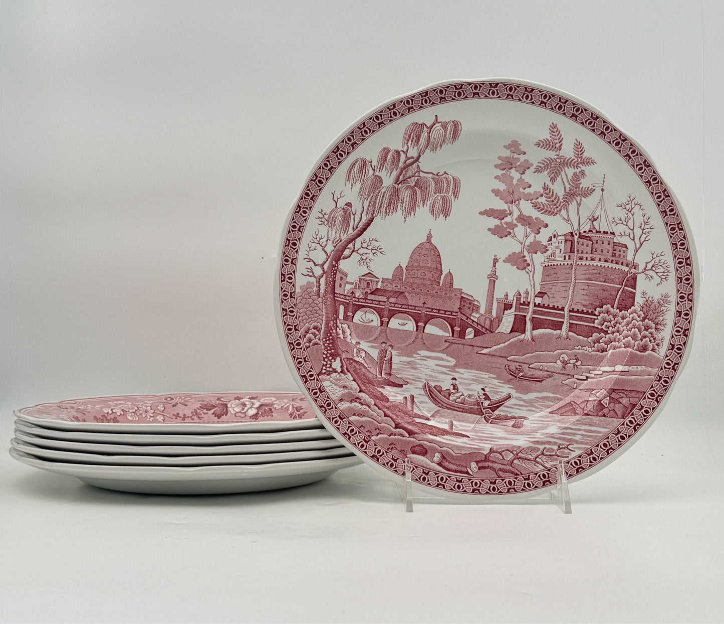 Spode Georgian Series Red Plates- Set Of 6