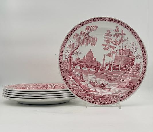 Spode Georgian Series Red Plates- Set Of 6