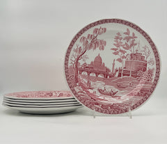Spode Georgian Series Red Plates- Set Of 6