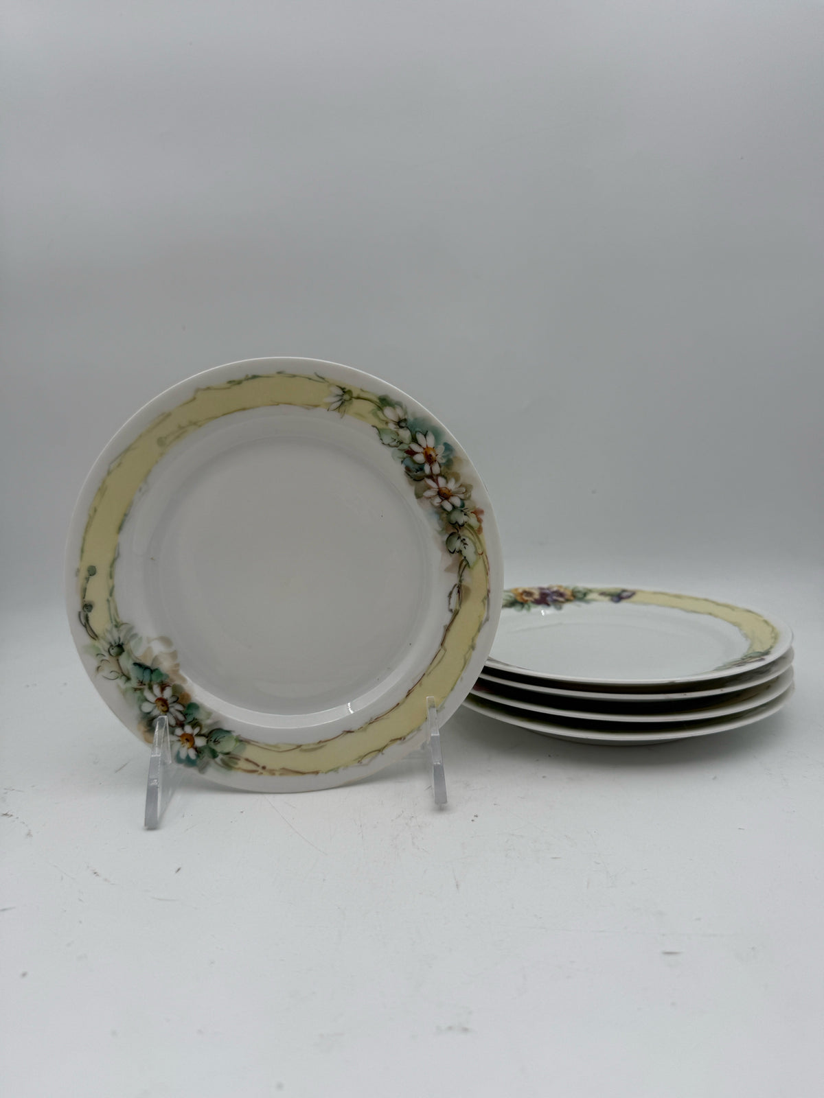 Set Of Five Handpainted Bavarian Dessert Plates