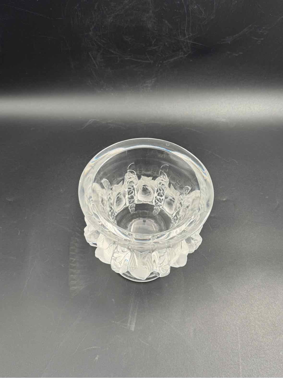 Lalique Dampierre Crystal Vase with Etched Birds France