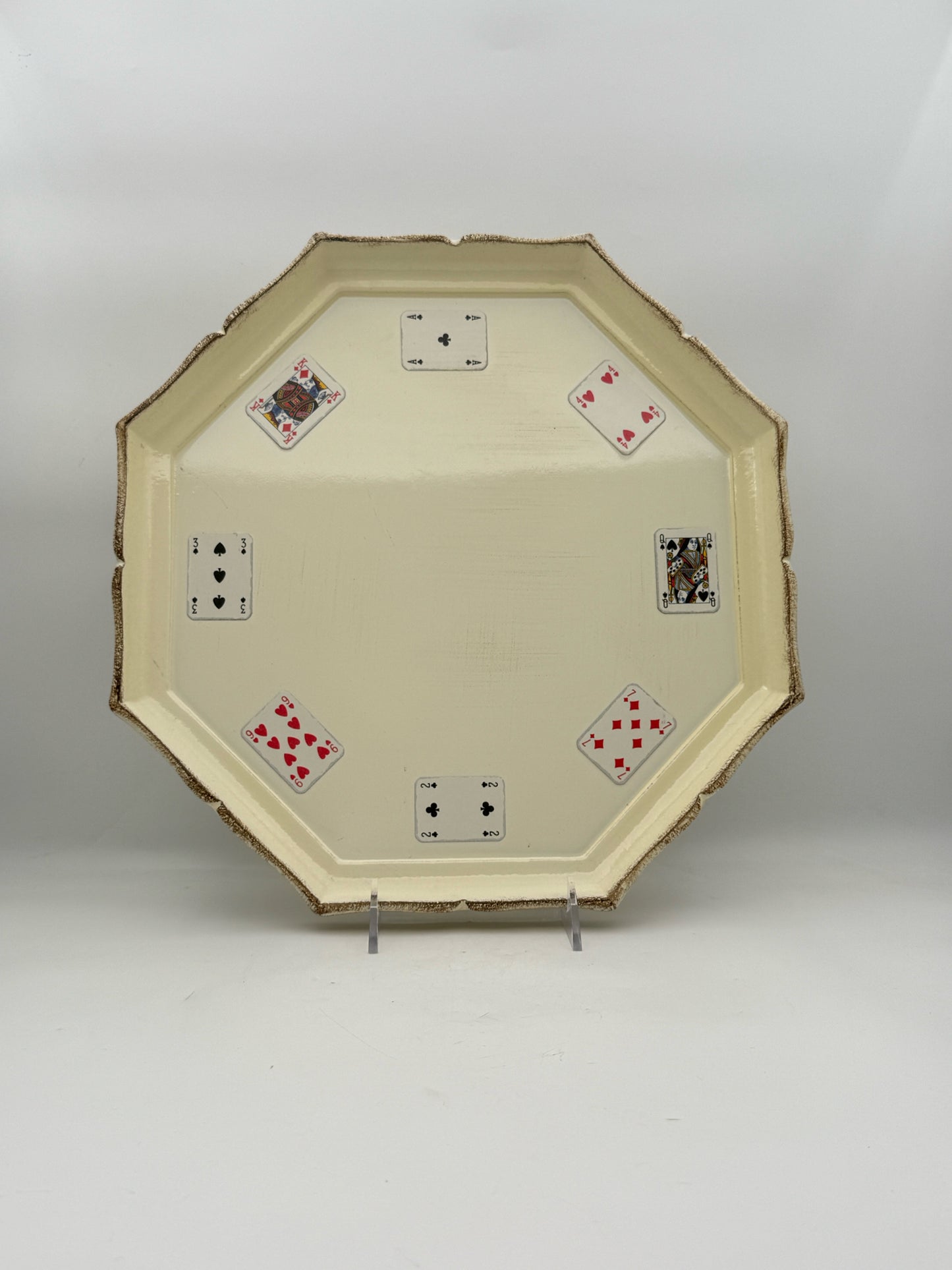 Vietri Playing Cards Octagonal Serving Tray Made In Italy