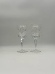 Pair Of Cut Crystal Claret Wine Glasses