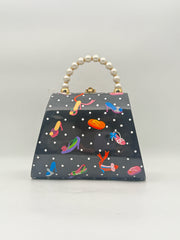 Timmy Woods Polkadot Shoe Purse With Pearl Handle