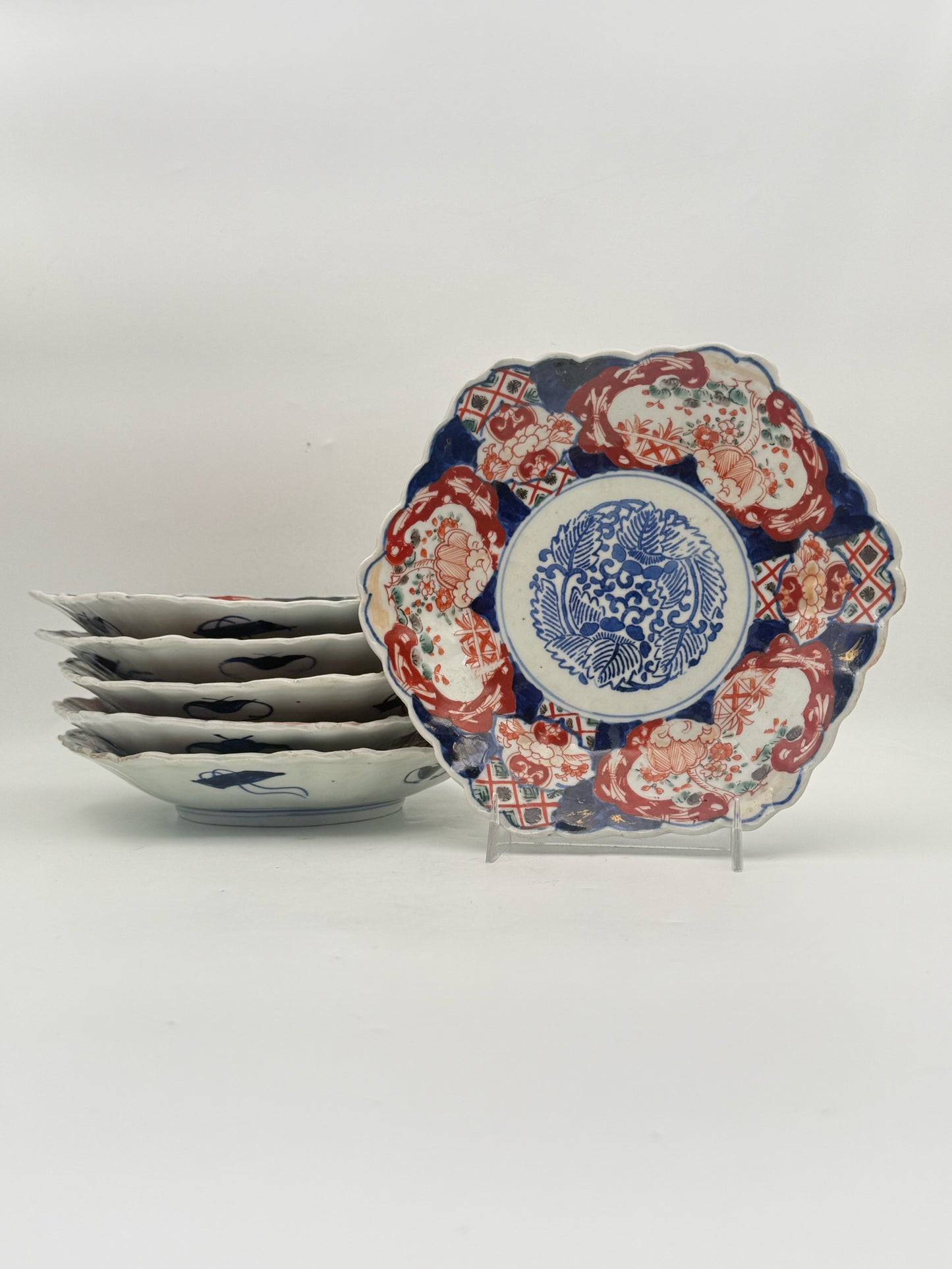 Antique Japanese Imari Shallow Bowls- Set Of 6