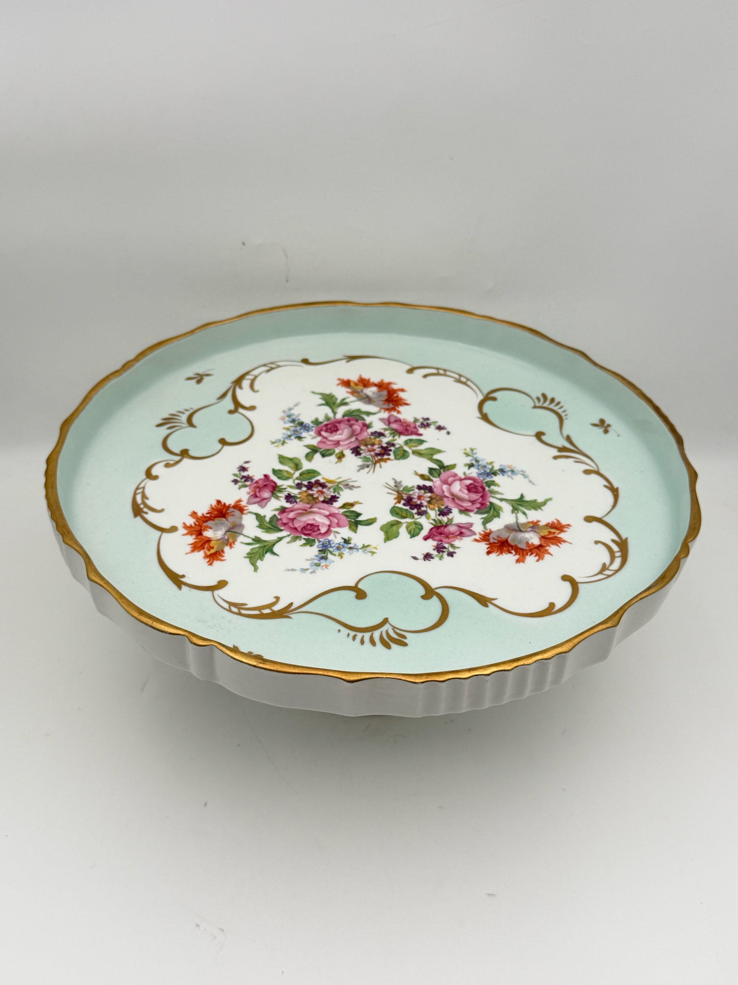 French Porcelain Floral Cake Stand
