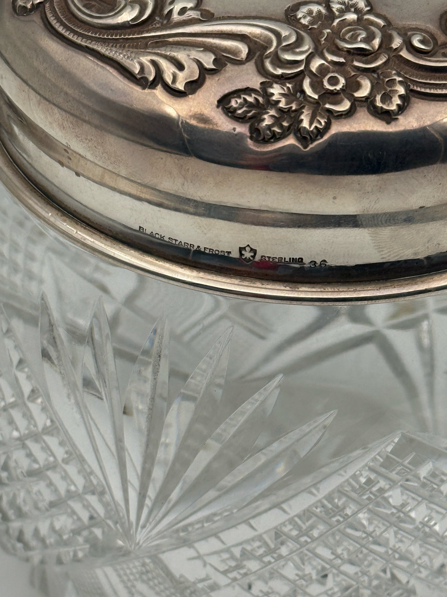 Black Starr And Frost Biscuit Jar With Sterling Silver Lid