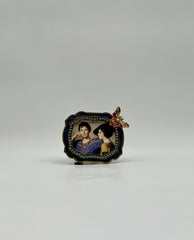 Jay Strongwater Blue Enamel Mini Frame with Pink Butterfly & Swarovski Crystals