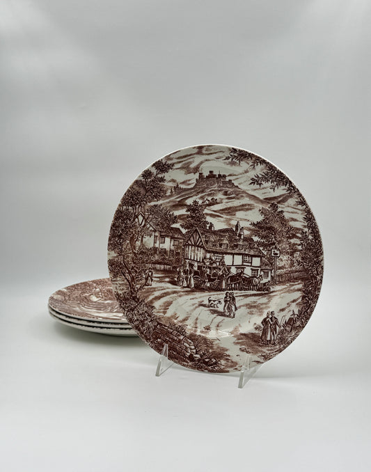 Set of 4 J. Broadhurst & Sons "Swan Inn" Plates