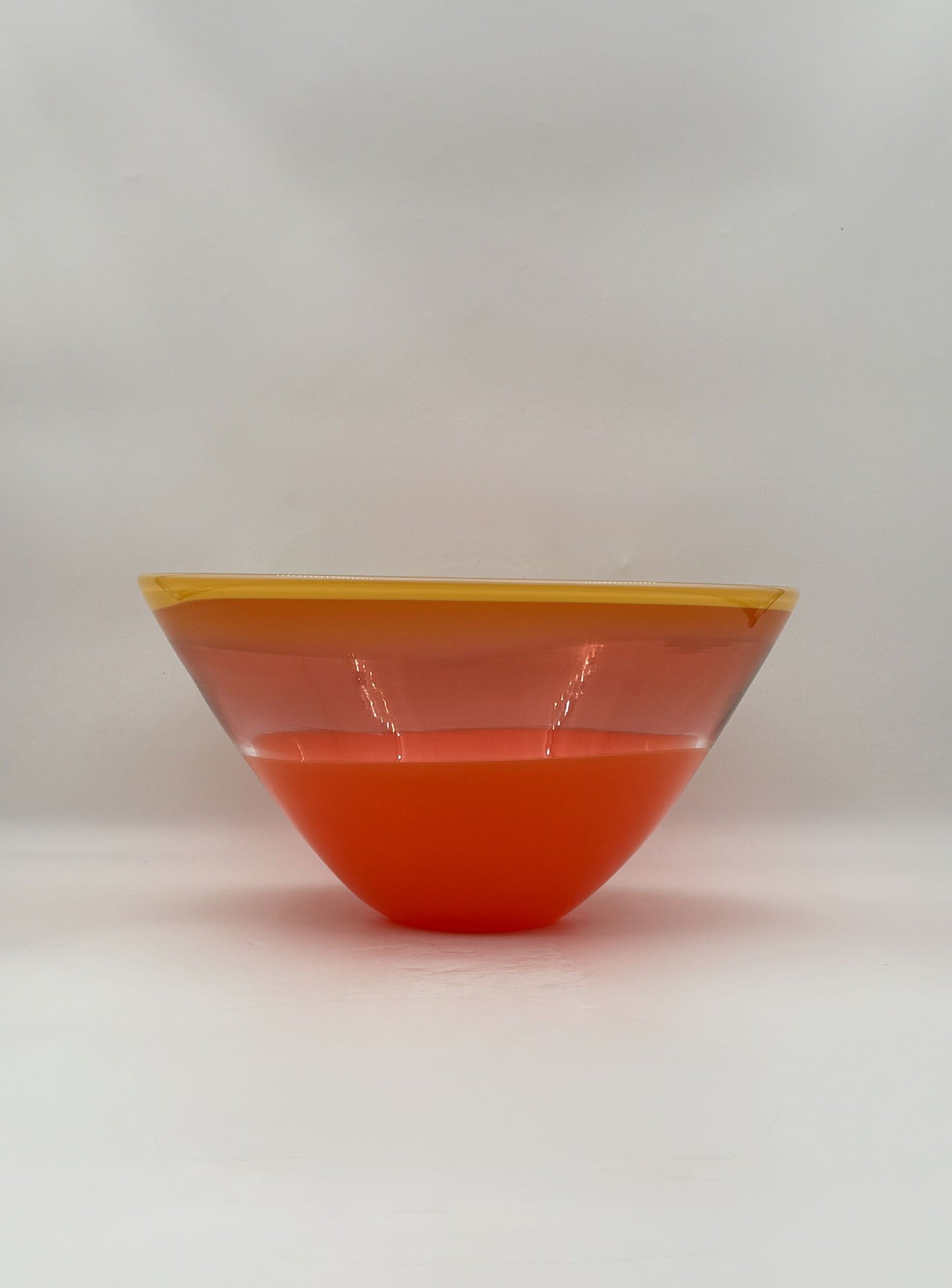 Art Glass Swirl Bowl – Red Pink Amber Layers Modern Decor Home Accents