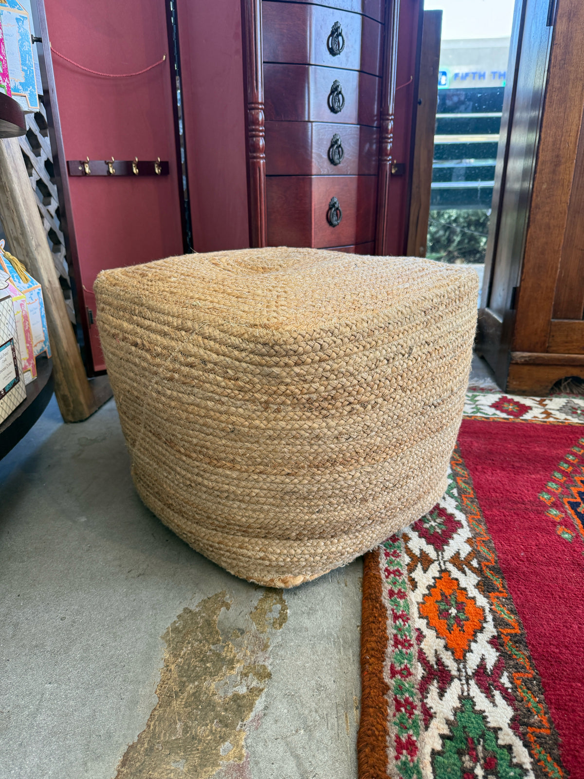 Braided Jute Pouf