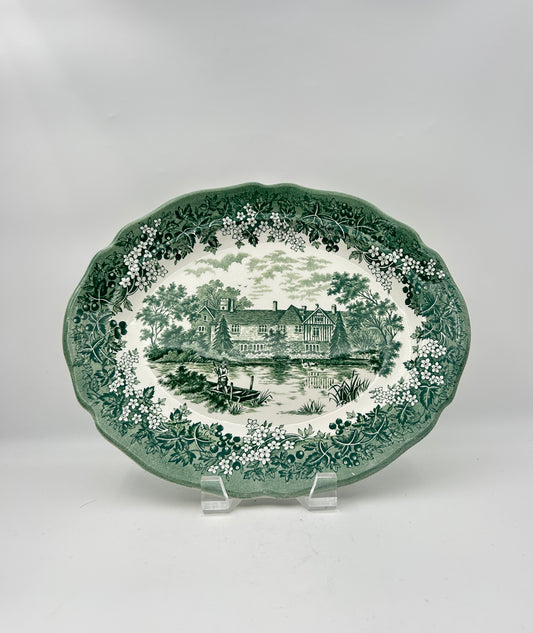Merrie England Green Oval Platter – J&G Meakin –  Staffordshire, England