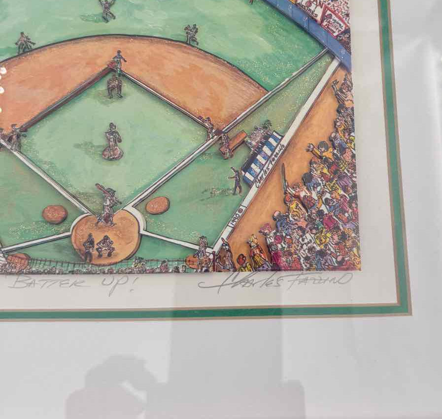 Charles Fazzino Batter Up Framed 3D Serigraph 1995 Art