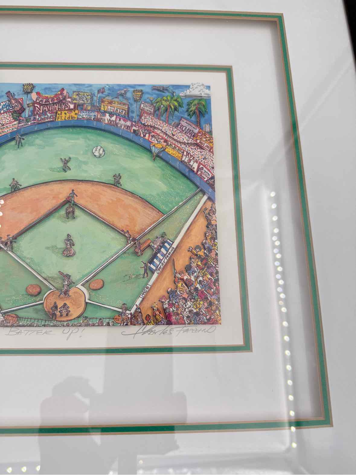 Charles Fazzino Batter Up Framed 3D Serigraph 1995