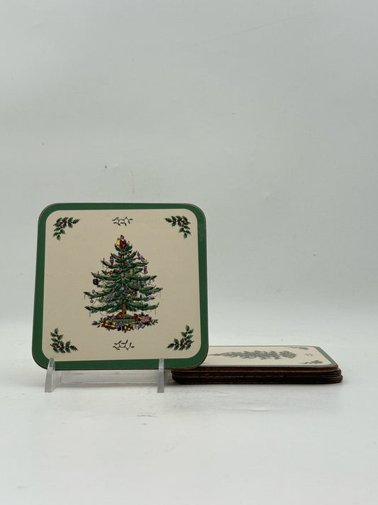 Spode Christmas Tree Coasters- Set Of 4